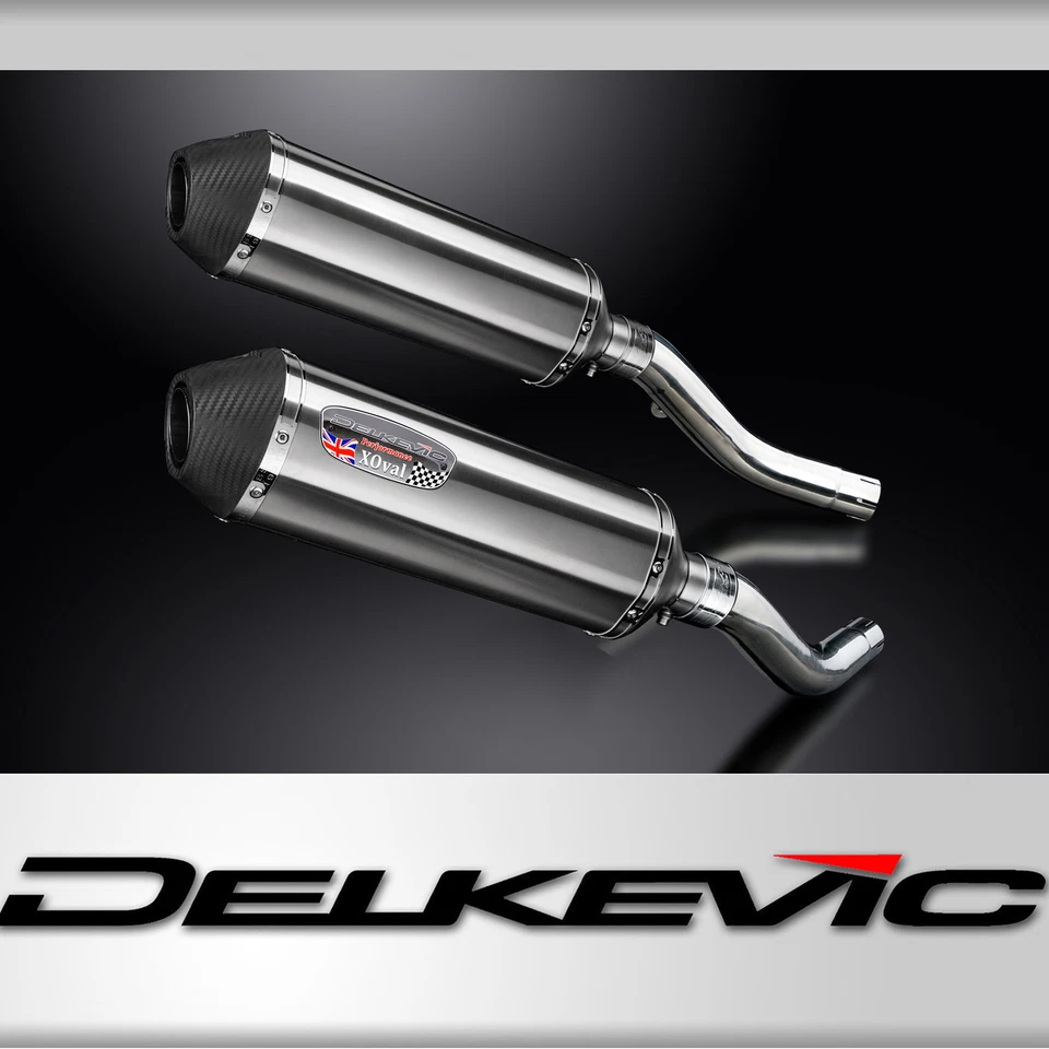 Kawasaki Z1000 03-06 Delkevic Slip On 13.5" X-Oval Stainless Exhaust Muffler Kit - Image 1 of 4