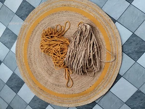 Rug Round Jute Natural Carpet Braided Style Reversible Rustic Mat - Picture 1 of 12