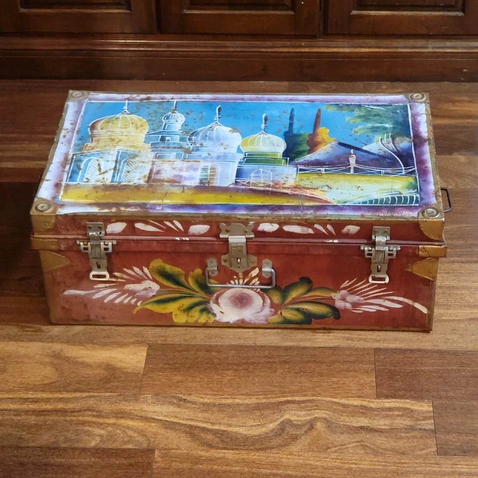 复古手绘金属后备箱中东阿拉伯印第安人 — 第 1/4 张图片