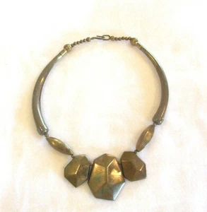 Vintage Brass Pendant Choker Necklace 18" - Bild 1 von 2