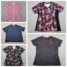 Womens Scrub Tops Lot Size Medium Gently Used Minnie Mouse Crocs Colorful M&M