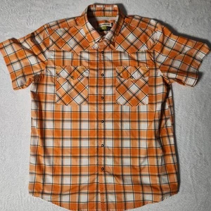 Magellan Fishing Shirt Men's Large Loose Fit Orange Plaid Vented MagWick - Picture 1 of 9