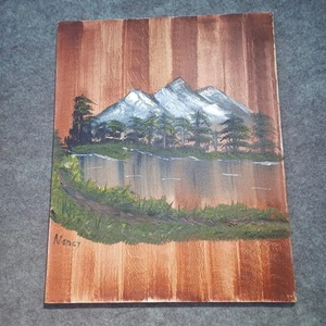 Pintura al óleo original escena de montaña cubierta de nieve - 16" x 20" - firmada - Imagen 1 de 7