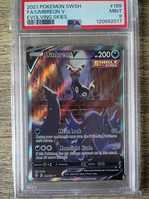 Umbreon V (Alternate Full Art) 189/203 SWSH07: Evolving Skies Pokemon PSA 9 - Image 1 of 2
