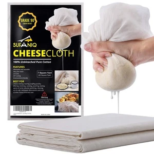 Cheese Cloths, Grade 90 (63 Sq Feet) 100% Pure Cotton Reusable Cheesecloth, U... - Picture 1 of 6