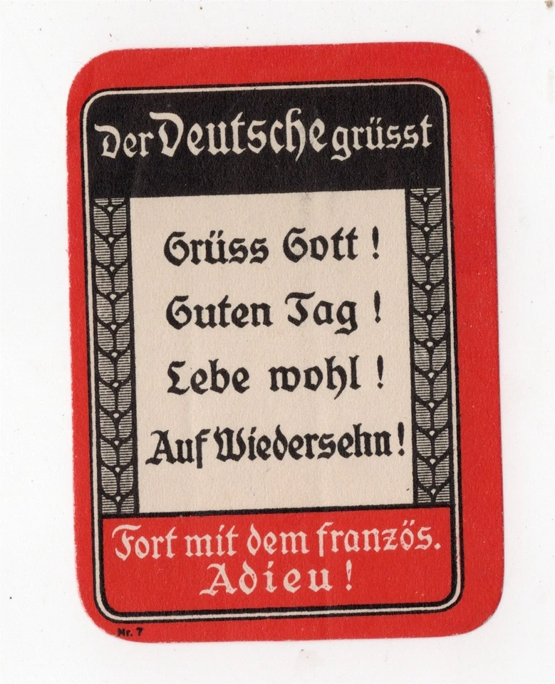 GERMANY WW I ANTI FRENCH PROPAGANDA POSTER STAMP - Image 1 of 1
