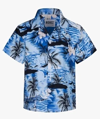 Sz 13-14Y Little & Big Boys Hawaiian Shirts Short Sleeve Summer Beach Tropical - Image 1 of 4