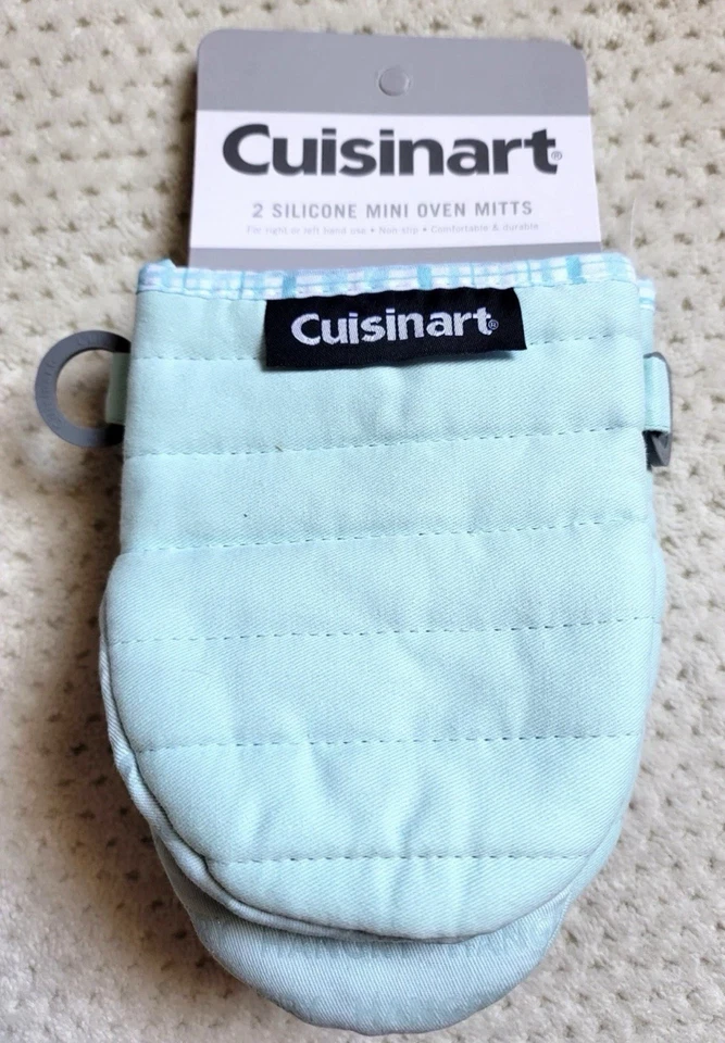NUEVO CON ETIQUETAS CUISINART Paquete de 2 - 1 par de guantes mini horno de silicona resistentes al calor LT AZUL Foto 1 de 3