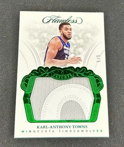 2017 Karl Anthony Towns Panini Flawless Emerald Green Patch Jersey 5/5 #P-KAT GW - Picture 1 of 2