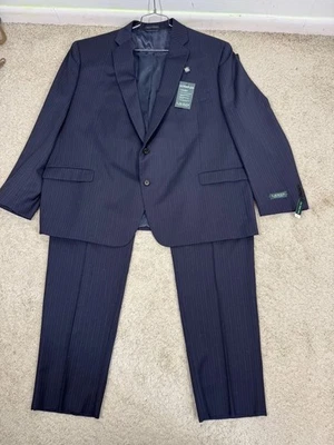 NWT Lauren Ralph Lauren Ultraflex Two-Piece Wool Suit Navy Pinstripe Size 54 R - Image 1 of 4