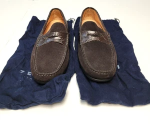$ 595 neu ZELLI exotische Leder Slipper Halbschuhe Schuhe Herren 9,5 braun ITALIEN Krokodil - Bild 1 von 8