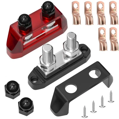 YEY Bus Bar Distribution Block 12V, 250A Battery Power red+black