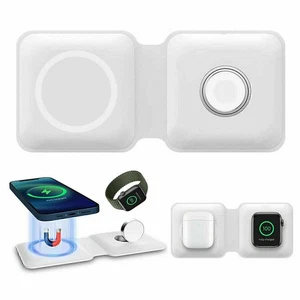 Station d'accueil chargeur sans fil magnétique pliable Magsafe pour iPhone pour Airpad/iWatch - Photo 1 sur 14