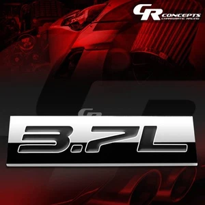 3M TAPE ON METAL EMBLEM DECAL LOGO TRIM BADGE POLISHED CHROME BLACK 3.7L 3.7 L - Picture 1 of 3