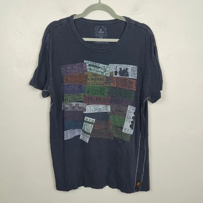 Trunk LTD Graphic T Shirt Mens M The Beatles Ticket Collage Blue Tee Rock 60s - Image 1 of 4