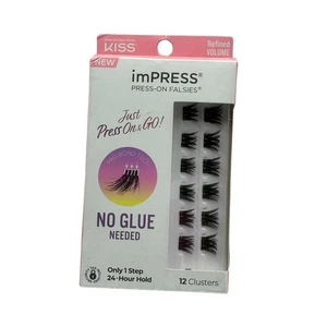 Extensiones de pestañas Kiss imPRESS Press-On Falsies 12 racimos volumen refinado hágalo usted mismo - Imagen 1 de 2
