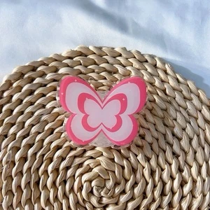 Pop Collapsible PopGrip Stand for Phones and Tablets Pink Glitter Butterfly - Picture 1 of 7