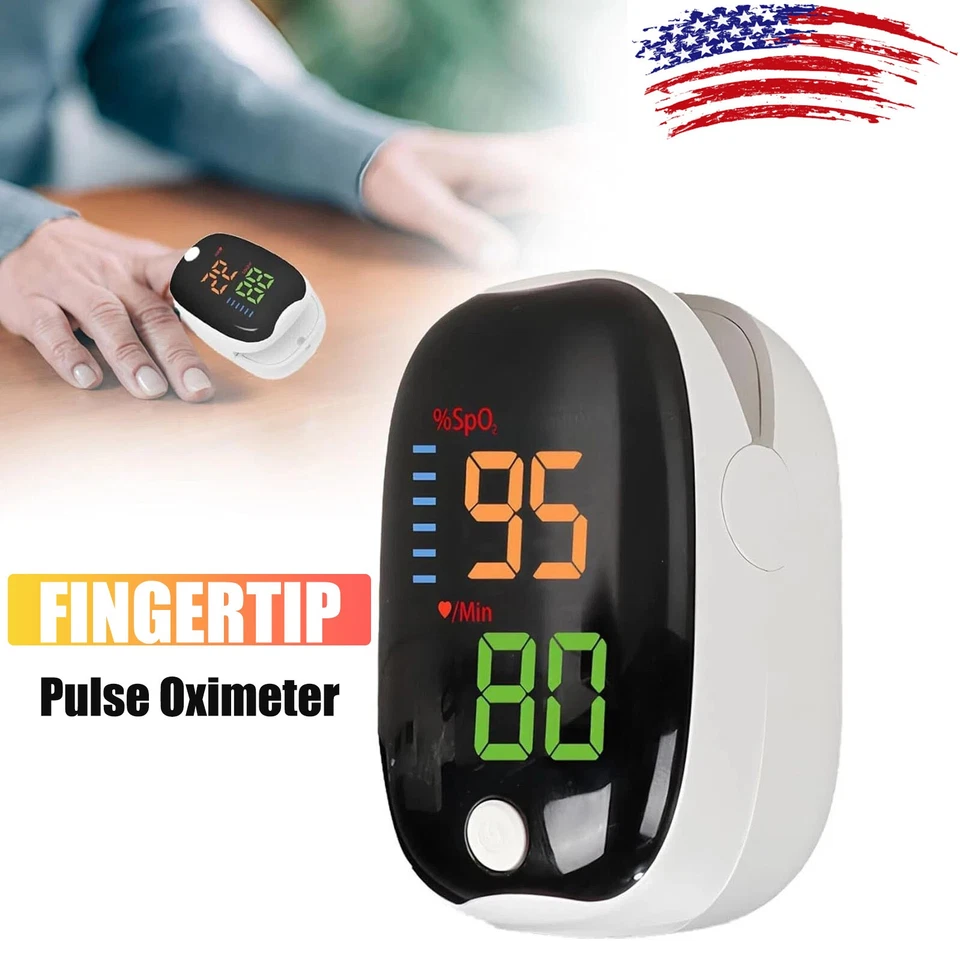 Oxímetro de pulso de dedo Oxígeno en sangre SpO2 Monitor Saturación Medidor de frecuencia cardíaca Foto 1 de 4