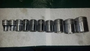 SNAP ON  10 PC 1/2" DRIVE 6 POINT SAE CHROME SHALLOW SOCKET 3/8" - 1 1/4 - Picture 1 of 12