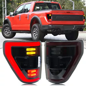 LED Tail Lights for Ford F-150 F150 XL STX 2021-2023 Black Rear Lamps Assembly - Picture 1 of 5