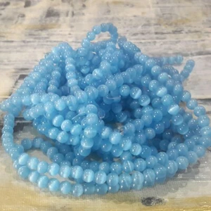 Cuentas de vidrio ojo de gato 6 mm, azul cielo profundo, aproximadamente 66 piezas franqueo gratuito OZ vendedor - Imagen 1 de 3