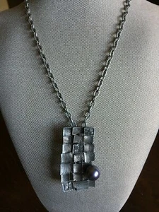 Contemporary Silver Tone PENDANT BROOCH with Black Pearl. Boutique Buy. NWOT! - Picture 1 of 6