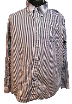 Camisa a Rayas Nautica Para Hombres 2XL Manga Larga Con Botones Sea Voyage Preppy Core Foto 1 de 4