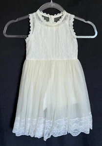 Bow Dream Dress Girls 3 Off-White Ivory Lace Sleeveless Gorgeous! - Picture 1 of 13