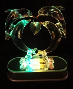 Lighted Glass Dolphin Display - Picture 1 of 3