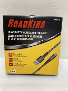 RoadKing, RK06336, 6' Heavy-Duty, USB-C, Charge and Sync Cable, Silver - Picture 1 of 2