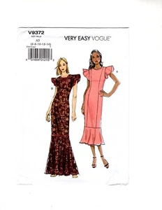 Vogue V9372 Size  6-14, Women's Lined Dress with Flounce, Length Variations, UC - Picture 1 of 4