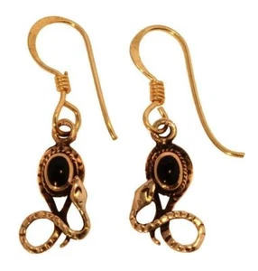 Rigani Serpiente Onyx Pendientes Bronce Símbolo Joya - Nuevo - Imagen 1 de 1