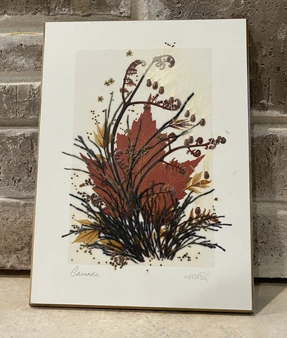Henni Original Hanging Wall Plaque Maple Leaves Grasses Seeds from Canada 9.5" x Cover
