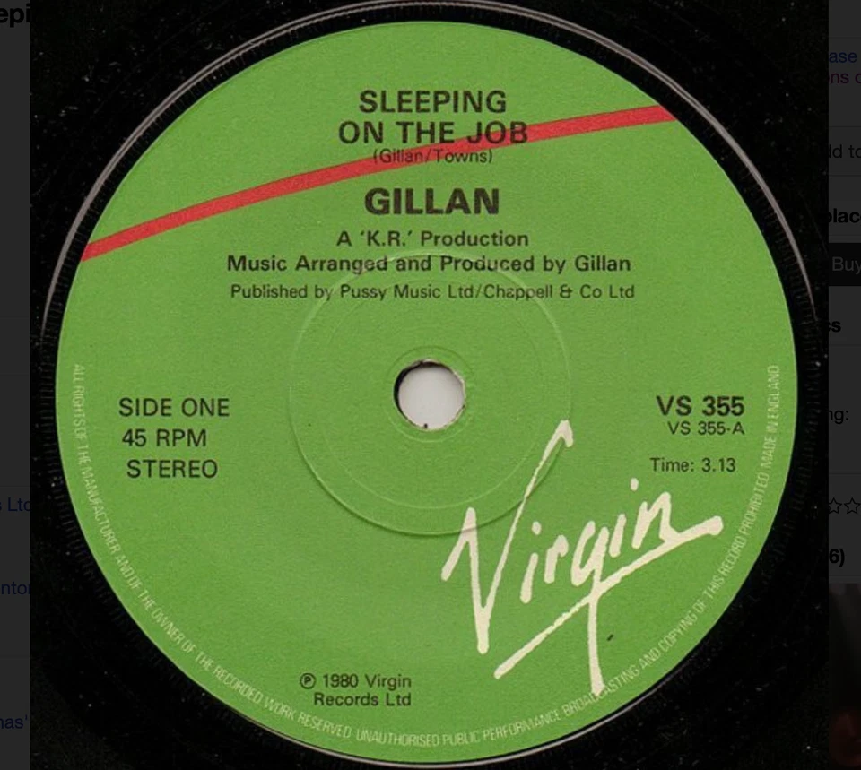 Gillan- Sleeping On The Job         VS 355           VINYL MINT - Image 1 of 1