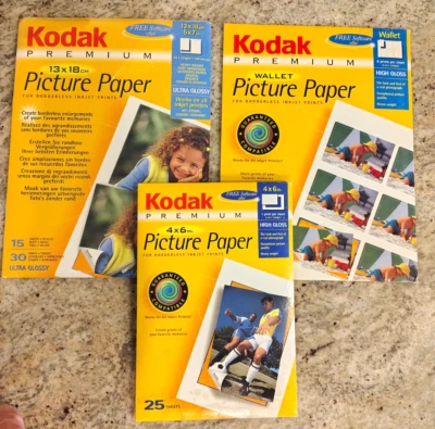 Paquete de papel fotográfico Kodak Premium 4'x6" 5"X7" y billetera Foto 1 de 4