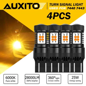 AUXITO CANBUS 7443 7444 7440 W21W Amber LED Turn Signal Light Bulbs High Power - Picture 1 of 10
