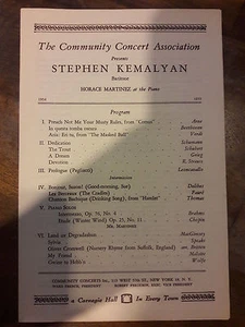 1954 PLAYBILL STEPHEN KEMALYAN HORACE MARTINEZ CARNEGIE HALL IN TOWN 00073 - Picture 1 of 4