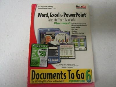 Documents To Go 6  for PDAs by DataViz- Factory Sealed Retail Box for Palm - New - Image 1 of 4