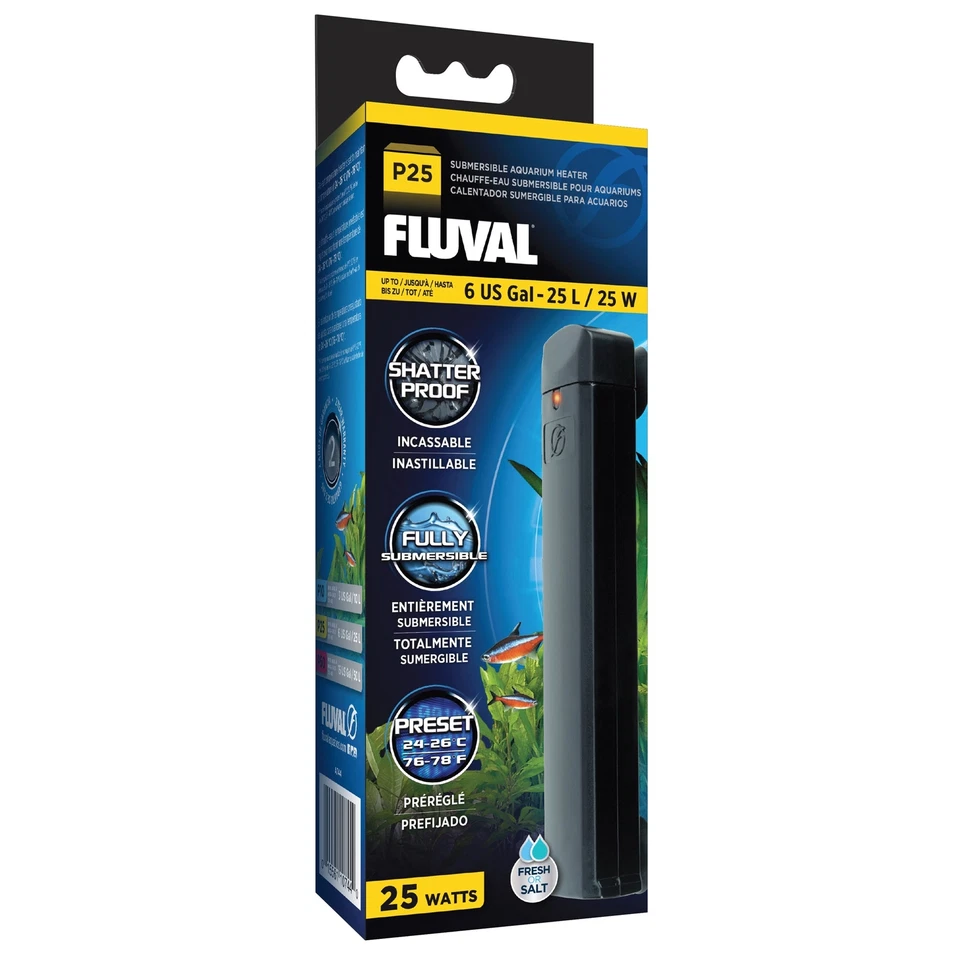 Fluval P25 Submersible Aquarium Heater for up to 6 Gallons 25 Watts