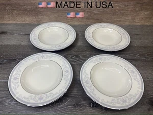 Vintage Lenox Mt Vernon Platinum 8 1/4" Rimmed Soup Bowl USA~Set of 3 & 4 - Picture 1 of 16