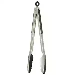 12" Kitchen Tongs Stainless Steel Silicone Locking heads Duo Tongs 2 tongs in 1 - Picture 1 of 1