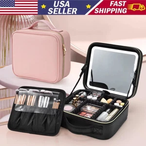 Estuche de cosméticos profesional bolsa de maquillaje con espejo iluminado LED organizador de viaje - Imagen 1 de 31
