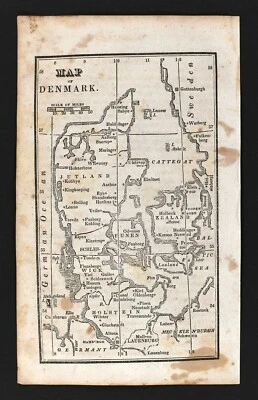 1830 Nathan Hale Map Denmark Copenhagen Odense Gottenburgh Elba Kiel Oldenburg   - Image 1 of 2