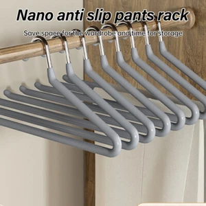 10 PCS Metal Open-end Non Slip Slacks Pant Hangers Trouser Hangers Organize - Picture 1 of 11