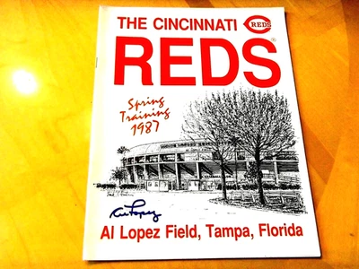 AL LOPEZ Signed 1987 Reds Al Lopez Field Baseball Program-Guaranteed Authentic - Image 1 of 4