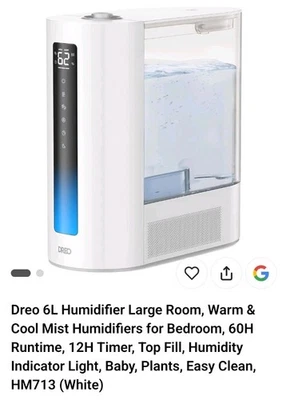 Dreo DW-HM03 Cool & Warm Mist Humidifier with Filter, 6L Tank Top Fill - Image 1 of 2