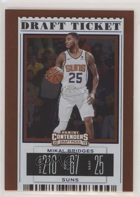 2019 Panini Contenders Draft Picks Ticket Blue Foil Mikal Bridges (White Jersey) - Image 1 of 2