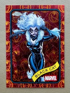 2025 Topps Chrome Marvel BLACK CAT /100 🔥 Iron Man Red & Gold Lazer Refractor - Picture 1 of 2