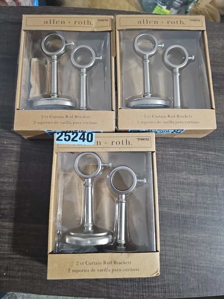 ЛОТ (3) Allen + Roth 2-Pack матовый никель квасцы. Кронштейн для одиночного шторного стержня - Изображение 1 из 1