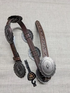 vintage ARIAT native american CONCHO buckle belt 34 leather TOOLED western rodeo - Picture 1 of 12